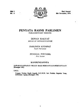 PENYATA RASMI PARLIMEN Pallliamentary DEBATES