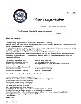 Women's League Bulletin