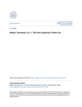 Maher Terminals LLC V. the Port Authority of New Yor