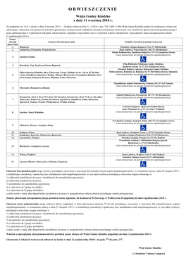 OBWIESZCZENIE Wójta Gminy Kłodzko Z Dnia 11 Września 2018 R