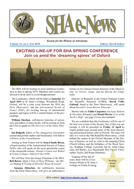 EXCITING LINE-UP for SHA SPRING CONFERENCE Join Us Amid the ‘Dreaming Spires’ of Oxford