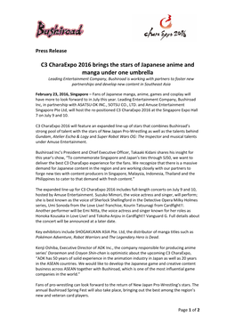 C3 Charaexpo 2016 Brings the Stars of Japanese Anime and Manga