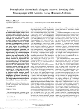 Pennsylvanian Sinistral Faults Along the Southwest Boundary of the Uncompahgre Uplift, Ancestral Rocky Mountains, Colorado