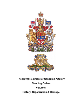 Standing Orders for the Royal Regiment of Canadian Artillery