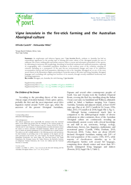 Vigna Lanceolata in the Fire-Stick Farming and the Australian Aboriginal Culture