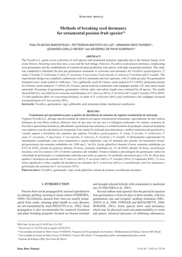 Methods of Breaking Seed Dormancy for Ornamental Passion Fruit Species