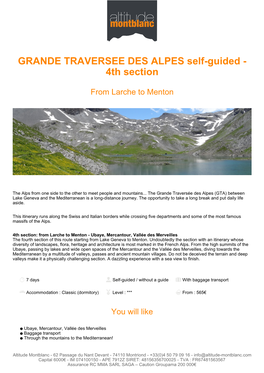 GRANDE TRAVERSEE DES ALPES Self-Guided - 4Th Section