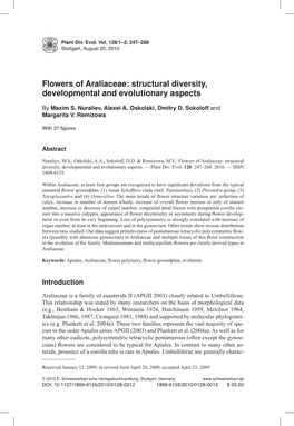 Flowers of Araliaceae: Structural Diversity, Developmental and Evolutionary Aspects