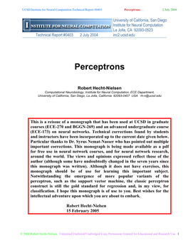 Perceptrons 2 July 2004