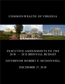 Virginia's 2011 Executive Budget Document