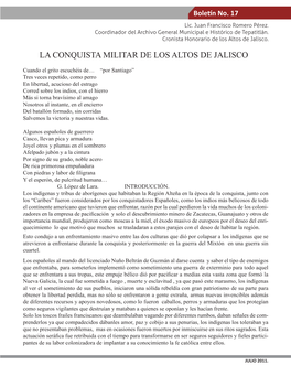 Boletín No.17 La Conquista Militar De Los Altos De Jalisco