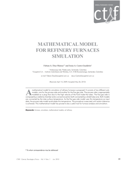 Mathematical Model for Refinery Furnaces Simulation