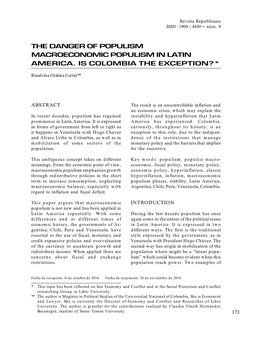 The Danger of Populism Macroeconomic Populism in Latin America