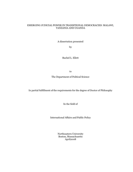 Emerging Judicial Power in Transitional Democracies: Malawi, Tanzania and Uganda