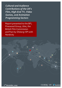 Cultural and Audience Contributions of the UK's Film, High-End TV