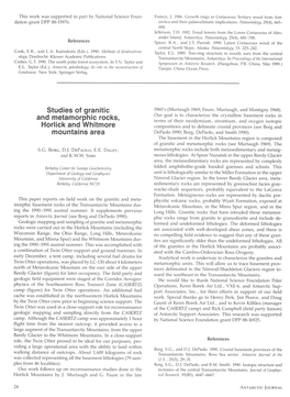 Studies of Granitic and Metamorphic Rocks, Horlick and Whitmore