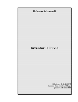 Roberto Arizmendi Inventar La Lluvia