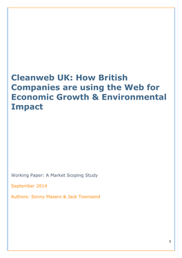 Cleanweb UK: How British Companies Are Using the Web for Economic Growth & Environmental Impact