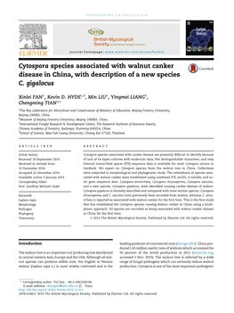 Cytospora Species Associated with Walnut Canker Disease in China, with Description of a New Species C