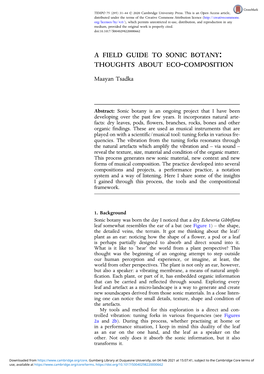 A Field Guide to Sonic Botany: Thoughts About Eco-Composition