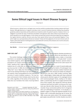 Some Ethical Legal Issues in Heart Disease Surgery