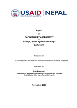 Report on RAPID MARKET ASSESSMENT in Bardiya, Jumla, Pyuthan and Rolpa