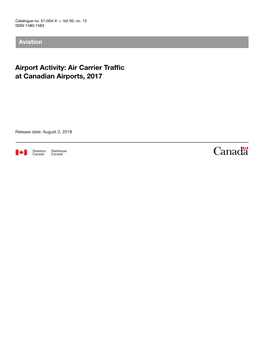 Airport Activity: Air Carrier Traffic at Canadian Airports, 2017