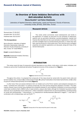 An Overview of Some Imidates Derivatives with Anti-Microbial Activity