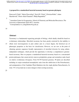 A Proposal for a Standardized Bacterial Taxonomy Based on Genome Phylogeny