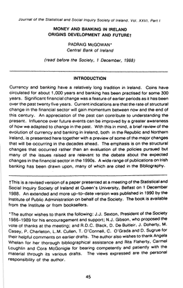 Currency and Banking Have a Relatively Long Tradition in Ireland