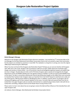 Sturgeon Lake Restoration Project Newsletter, Feb. 2018 Documents