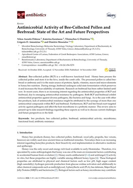 Antimicrobial Activity of Bee-Collected Pollen and Beebread: State of the Art and Future Perspectives