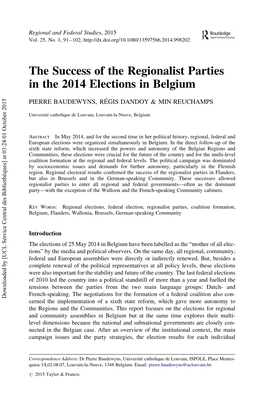 The Success of the Regionalist Parties in the 2014 Elections in Belgium