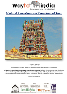 Madurai Rameshwaram Kanyakumari Tour