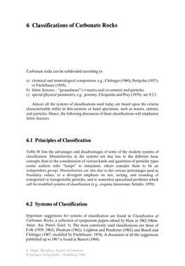 Classifications of Carbonate Rocks