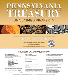 WHAT IS UNCLAIMED PROPERTY? Click on the Icon That Says to Sign a Claim Form