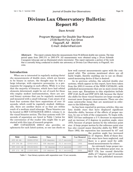 Divinus Lux Observatory Bulletin: Report #5