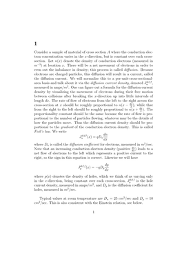 Consider a Sample of Material of Cross Section a Where the Conduction Elec- Tron Concentration Varies in the X-Direction, but Is Constant Over Each Cross- Section