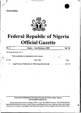 Federal Republic of Nigeria Official Gazette