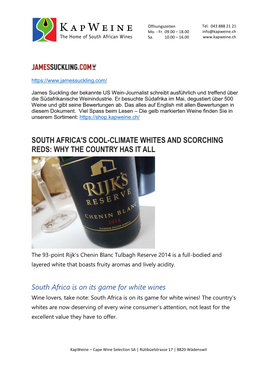 South Africa's Cool-Climate Whites and Scorching Reds: Why the Country Has It All