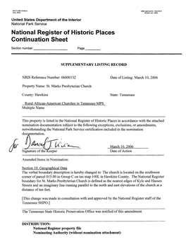 National Register of Historic Places Continuation Sheet