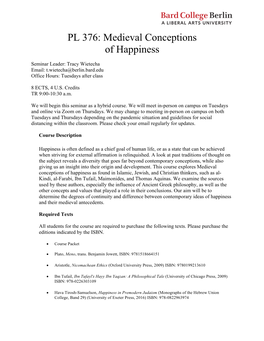 Medieval Conceptions of Happiness