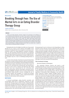 The Use of Martial Arts in an Eating Disorder Therapy Group