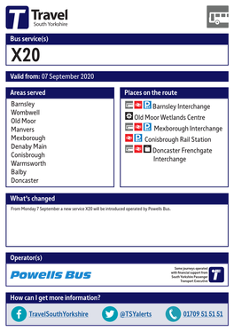 X20 Barnsley Valid from 07 September 2020