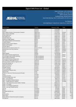 Digital SMS Price List