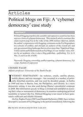 Political Blogs on Fiji: a ‘Cybernet Democracy’ Case Study
