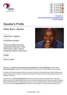 Walter Bond - Speaker