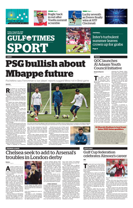SPORT Page 4 LIGUE 1 FOCUS QOC Launches Al Adaam Youth PSG Bullish About Council Initiative