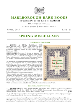 Marlborough Rare Books Spring Miscellany