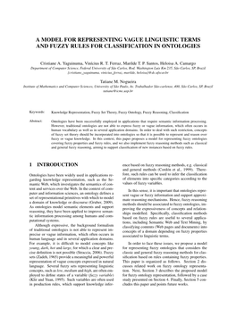 A Model for Representing Vague Linguistic Terms and Fuzzy Rules for Classification in Ontologies